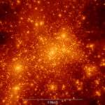 Un dettaglio dell'universo primordiale ricostruito dalla simulazione Bolshoi (Crediti: K. Riebe; PMViewer).