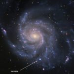 La supernova di tipo Ia SN2011fe, apparsa nella galassia M101, nota anche come 'girandola', il 24 agosto 2011. Crediti: B. J. Fulton, Las Cumbres Observatory Global Telescope Network