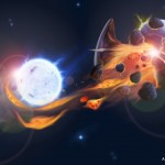 Rappresentazione artistica della distruzione di un pianeta di tipo terrestre da parte della forza di attrazione gravitazionale esercitata da una vicina stella nana bianca. L'immagine &egrave; stata ideata e realizzata da Achille Nucita (Universit&agrave; del Salento e INFN sezione di Lecce) che ha partecipato allo studio
