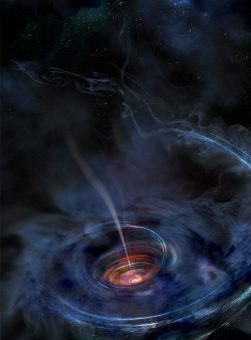 Rappresentazione artistica del disco di accrescimento attorno a un buco nero, prodotto dalla disgregazione per effetto mareale della materia che costituiva una stella. Credits: NASA/Swift/Aurore Simonnet, Sonoma State University