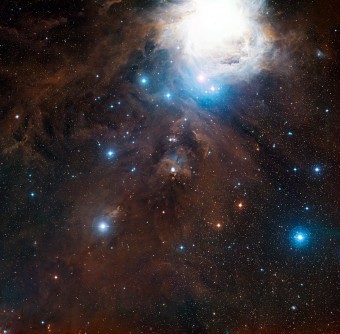 Panoramica intorno a NGC 1999 in Orione (Crediti: ESO/Digitized Sky Survey 2. Acknowledgement: Davide De Martin)