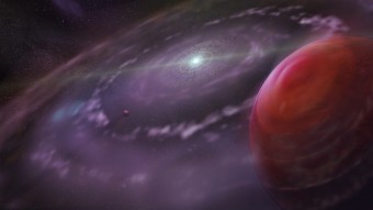 Rappresentazione artistica del sistema planetario HR 8799 in una fase precoce della sua evoluzione, con il pianeta HR 8799c, il disco di gas e polveri e i pianeti più interni. Crediti: Dunlap Institute (per Astronomy & Astrophysics), Mediafarm