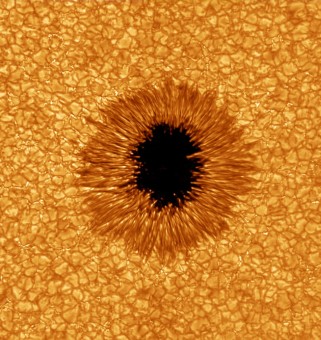 La prima immagine di una macchia solare ottenuta con l'NST nel 2010