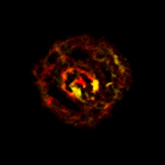 Veduta del gas molecolare nel centro di NGC 1433 ottenuta da ALMA. (Crediti: ALMA (ESO/NAOJ/NRAO)/F. Combes )