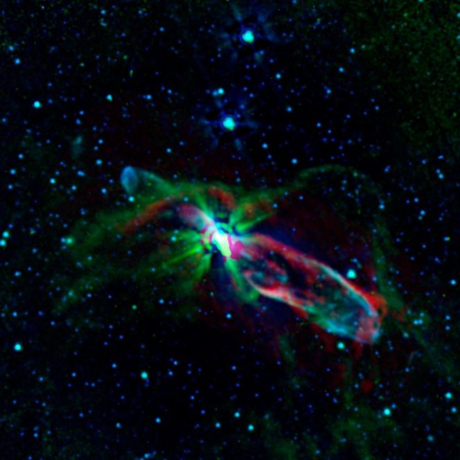 La baby stella nell'oggetto HH 46/47. (Crediti: NASA/JPL-Caltech/ALMA)