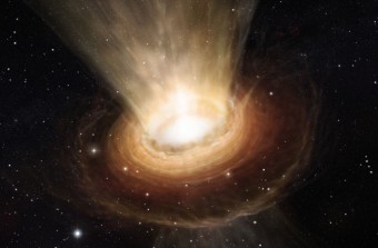 Rappresentazione artistica di un buco nero supermassiccio al centro di una galassia. Crediti: ESO/M. Kornmesser