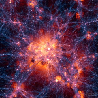 Il modello più completo dell'universo riproduce anche gli effetti della materia visibile su quella oscura (crediti: Illustris Collaboration)