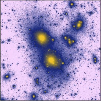 La distribuzione della materia oscura nell'universo come ricostruita dal modello teorica di Medvedev. Crediti: University of Kansas / KU News Service