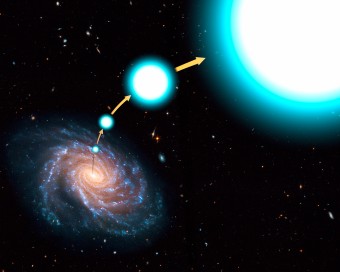 Rappresentazione artistica di una "classica" stella iperveloce, spinta fuori dalla galassia. Crediti: NASA, ESA, and G. Bacon (STScI) 