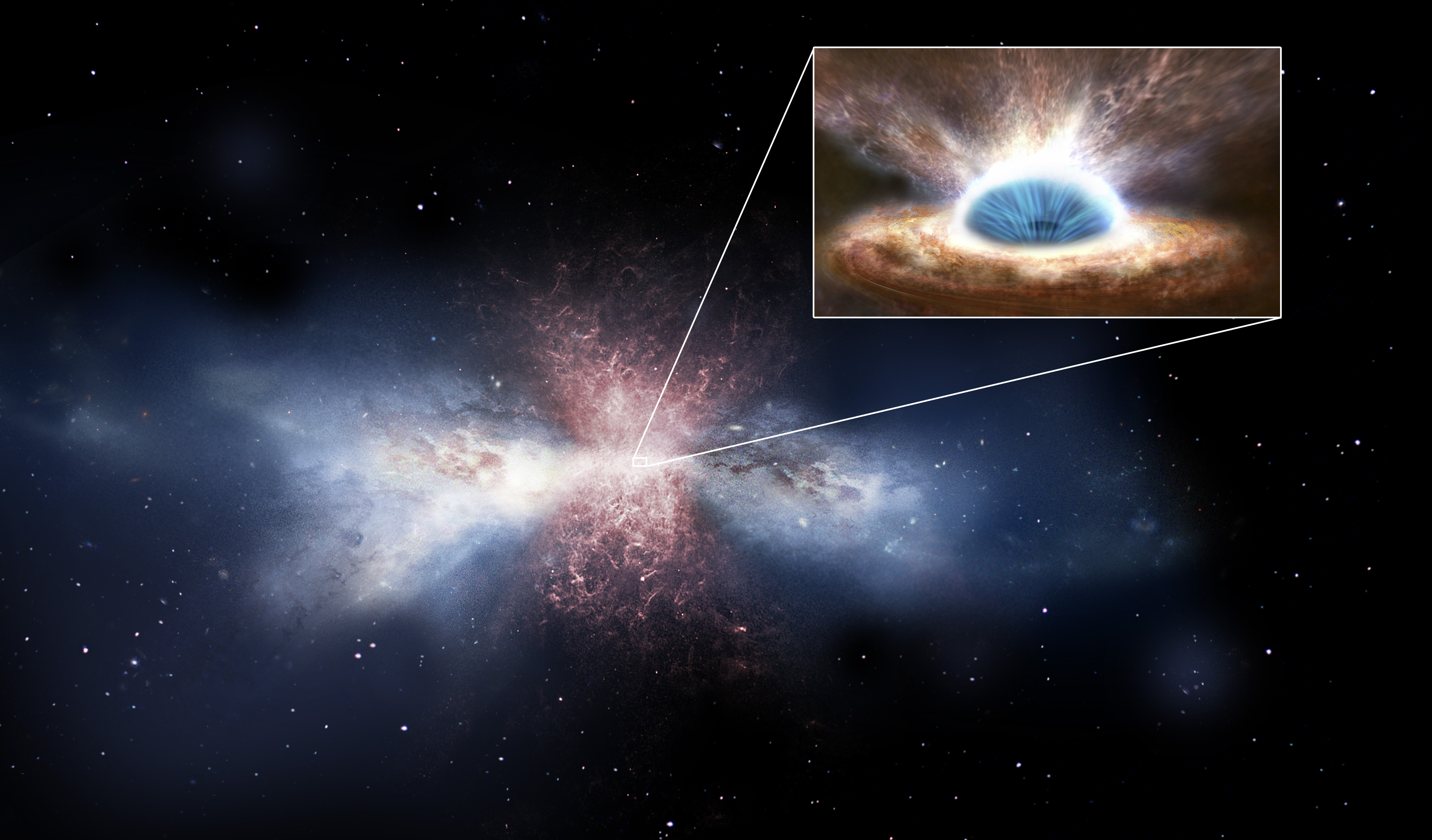 Черные дыры в ядрах галактик. Сверхмассивная чёрная дыра в центре Галактики. Сверхмассивная черная дыра в галактике. Центр Галактики черная дыра Квазар. Сверхмассивная чёрная с квазаром.