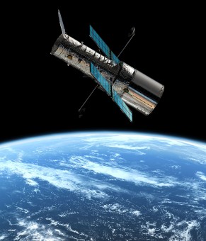 Rappresentazione artistica del telescopio spaziale NASA/ESA Hubble in orbita attorno alla Terra a circa 600 km di altezza. Crediti: ESA