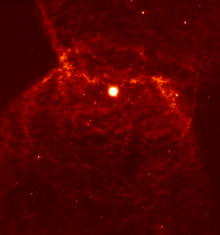 Nella nuova immagine di NGC 2346 si osserva l’idrogeno molecolare con un dettaglio senza precedenti. Crediti: Image from GeMS/GSAOI Multi-Conjugat Adaptive Optics System