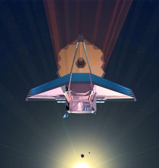 Il James Webb Space Telescope, un grande telescopio spaziale infrarosso con uno specchio primario da 6 metri e mezzo, sarà lanciato nell’ottobre 2018 e diventerà il principale osservatorio della NASA per la decade a seguire. Potrà detrminare la composizione delle atmosfere di lontani esopianeti. Crediti: NASA