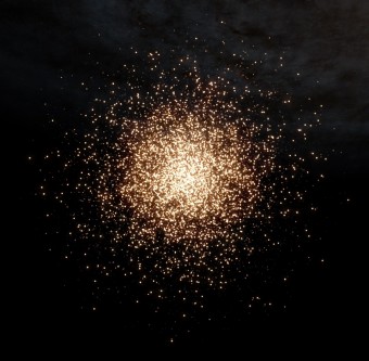 L'ammasso globulare Messier 2. Immagine ricostruita con il software Space Engine