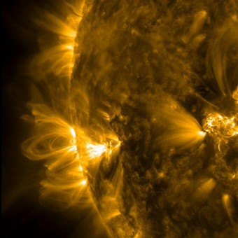 Nell’immagine gli anelli coronali sul Sole, che sono prodotti dal campo magnetico solare. Crediti: NASA/Solar Dynamics Observatory