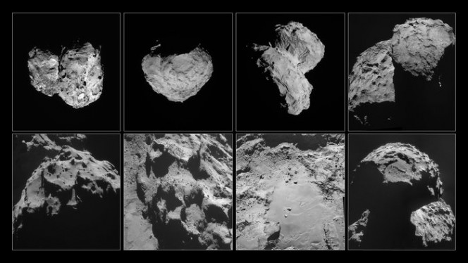 Mosaico di immagini raccolte dalla camera di navigazione a bordo della sonda Rosetta tra agosto e novembre 2014. Crediti: ESA/Rosetta/NAVCAM