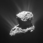 Questa fotografia è stata scattata dalla camera di navigazione di Rosetta il 25 marzo 2015, a una distanza di 86.6 km dal nucleo della cometa 67P. In questi giorni lo strumento ROSINA ha effettuato una rilevazione di glicina nella chioma della cometa. Crediti: ESA/Rosetta/NavCam