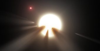 Rappresentazione artistica di uno sciame di comete in caduta verso una stella. Crediti: NASA/JPL/Caltech