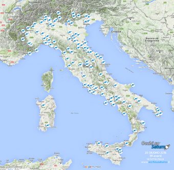 La mappa degli eventi che si terranno in tutta Italia la sera del 25 giugno. Per saperne di più sull'evento più vicino a voi consultate il sito web in calce all'articolo. Crediti: Associazione Stellaria
