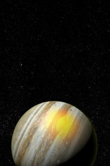 I turbolenti flussi atmosferici misurati sopra alla Grande Macchia Rossa di Giove sembrano essere responsabili del riscaldamento degli strati più alti della sua atmosfera, arrivando fino a 800 km oltre la superficie visibile ad occhio nudo. Crediti: Dillon Yothers e Luke Moore