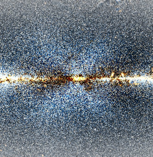 Un close-up del rigonfiamento della galassia e della X. Crediti: D. Lang/Dunlap Institute
