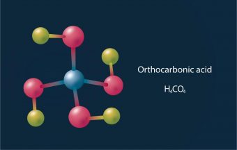 Struttura molecolare dell'acido ortocarbonico, noto anche come acido di Hitler. Crediti: MIPT Press office