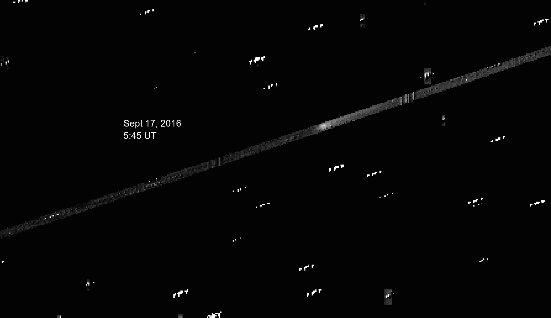 La cometa 67P Churiumov Gerasimenko ripresa da Kepler a intervalli di 30 minuti tra il 17 e il 18 settembre 2016. Crediti: C. Snodgrass (The Open University) ed E. Ryan (SETI Institute) 