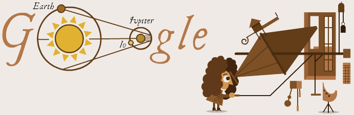 Il doodle di Google dedicato a Ole Rømer, che per primo stabilì la velocità della luce nel vuoto 