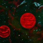 Rappresentazione artistica (non in scala) di un sistema binario formato da pianeti senza stella e di massa simile a quella di Giove. Crediti: Gemini Observatory/Jon Lomberg